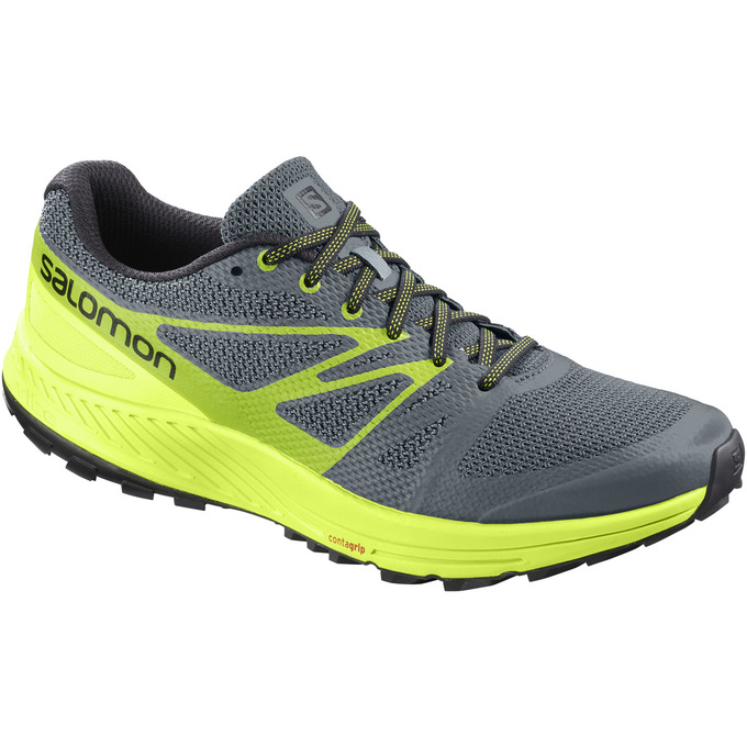 Chaussures De Trail Running Salomon Homme Grise / Jaune - Salomon SENSE ESE - France (7540-AQOLS)